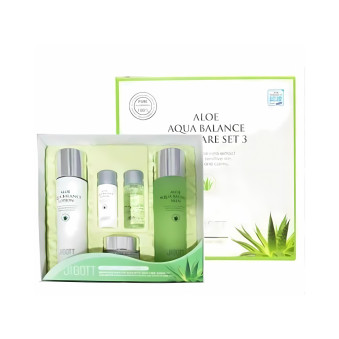 JIGOTT Aloe Aqua Balance Skin Care 3 to'plam, 3 ta element + 2 mini versiya